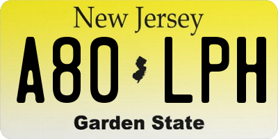 NJ license plate A80LPH