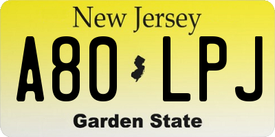 NJ license plate A80LPJ