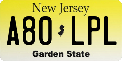 NJ license plate A80LPL