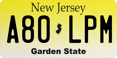 NJ license plate A80LPM