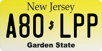 NJ license plate A80LPP