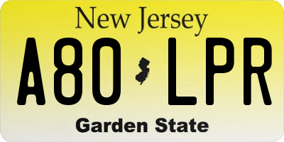 NJ license plate A80LPR