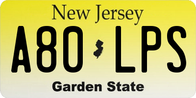 NJ license plate A80LPS