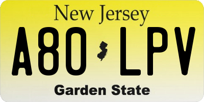 NJ license plate A80LPV