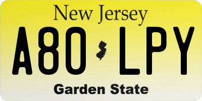 NJ license plate A80LPY