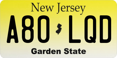 NJ license plate A80LQD