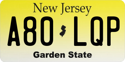 NJ license plate A80LQP