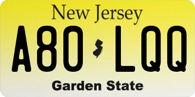 NJ license plate A80LQQ