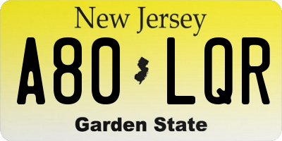 NJ license plate A80LQR