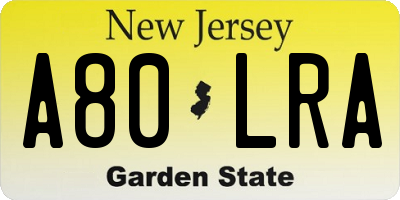 NJ license plate A80LRA