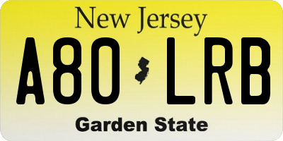NJ license plate A80LRB