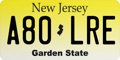 NJ license plate A80LRE