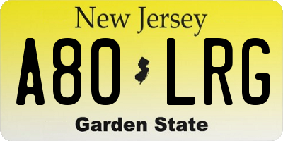 NJ license plate A80LRG