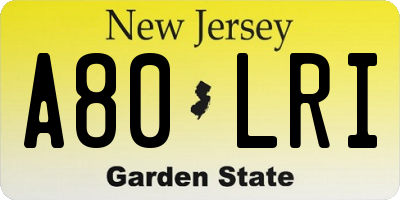 NJ license plate A80LRI