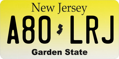 NJ license plate A80LRJ