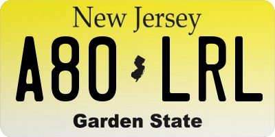 NJ license plate A80LRL