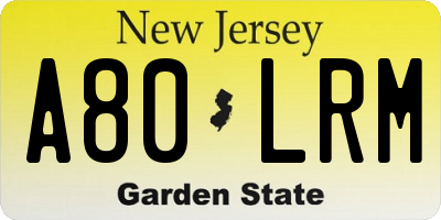 NJ license plate A80LRM