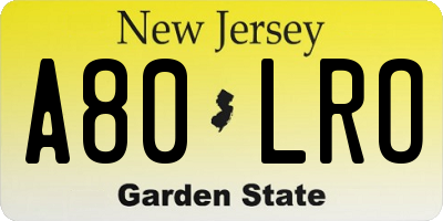 NJ license plate A80LRO