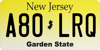 NJ license plate A80LRQ