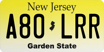 NJ license plate A80LRR