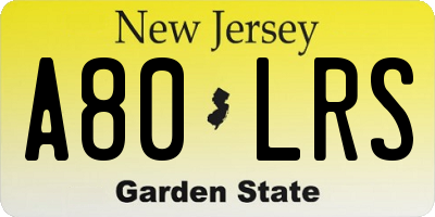 NJ license plate A80LRS