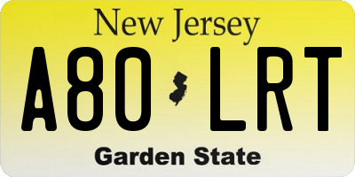 NJ license plate A80LRT