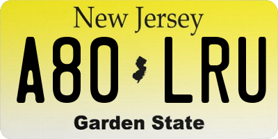 NJ license plate A80LRU
