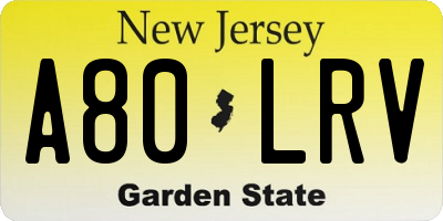 NJ license plate A80LRV
