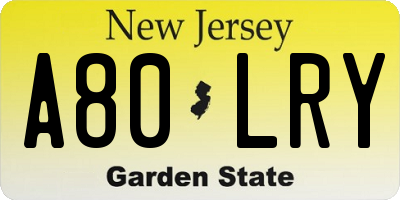 NJ license plate A80LRY