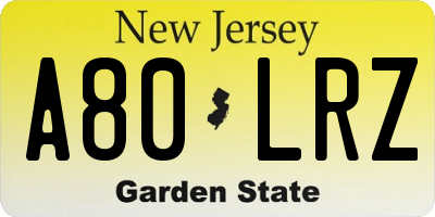 NJ license plate A80LRZ