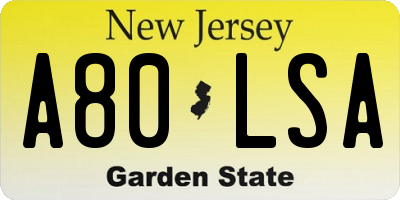 NJ license plate A80LSA