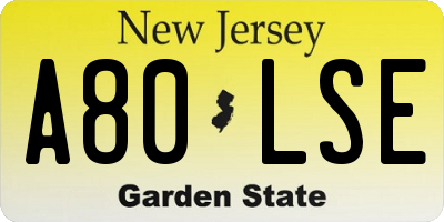 NJ license plate A80LSE
