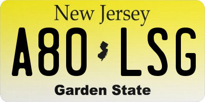 NJ license plate A80LSG
