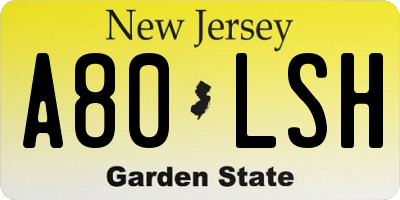 NJ license plate A80LSH