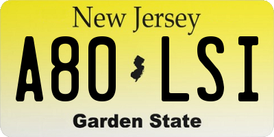 NJ license plate A80LSI