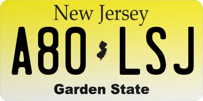 NJ license plate A80LSJ