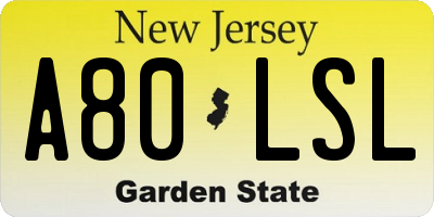 NJ license plate A80LSL