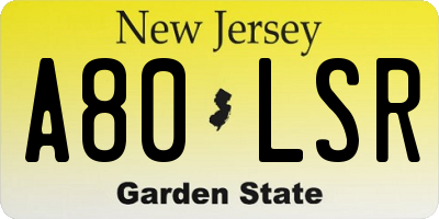 NJ license plate A80LSR