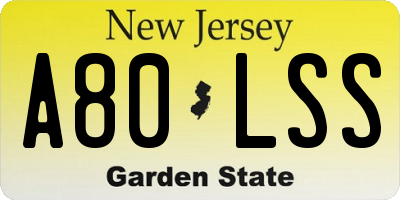 NJ license plate A80LSS