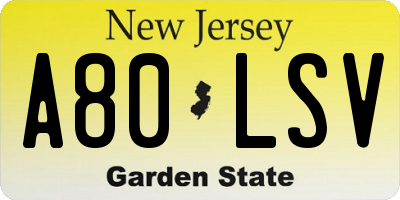NJ license plate A80LSV