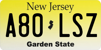 NJ license plate A80LSZ