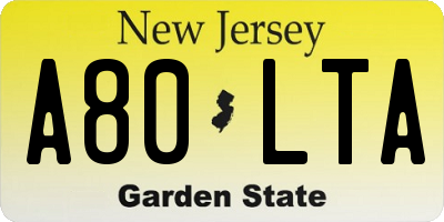 NJ license plate A80LTA