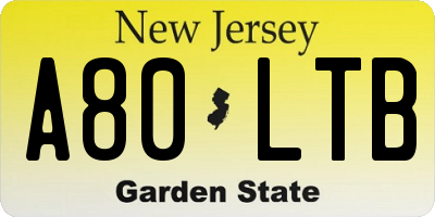 NJ license plate A80LTB