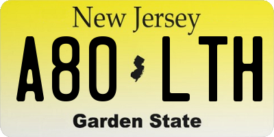 NJ license plate A80LTH