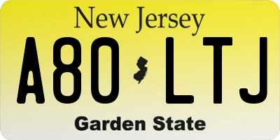 NJ license plate A80LTJ