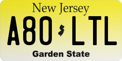 NJ license plate A80LTL