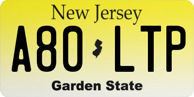 NJ license plate A80LTP