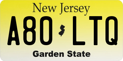 NJ license plate A80LTQ