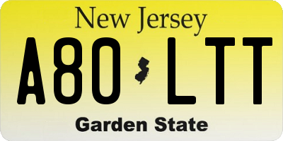 NJ license plate A80LTT