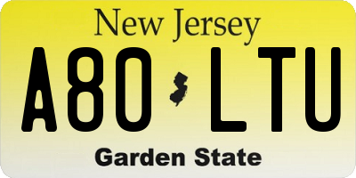 NJ license plate A80LTU